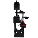 Extra large black Halloween cat tower with 2 coffin beds, hammock, and sisal-wrapped scratching posts for playful cats.