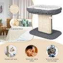 Side view of the modern cat tree tower showcasing the robust engineered wood base and sisal scratching plate for.