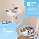 Cozy top perch with thick padding on a 137cm tall cat tree tower, perfect for napping and observing.
