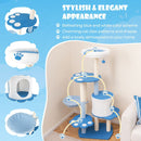 Modern 137cm tall cat tree tower in blue with sisal scratching posts, platforms, and cozy resting spots for playful.