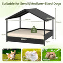 98 cm Rattan-Style Pet House with Canopy and Cushion – Beige view 4