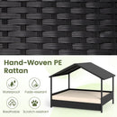 98 cm Rattan-Style Pet House with Canopy and Cushion – Beige view 6