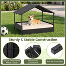 98 cm Rattan-Style Pet House with Canopy and Cushion – Beige view 8