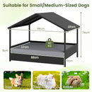 98 cm Rattan-Style Pet House with Canopy and Cushion – Grey view 4