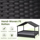 98 cm Rattan-Style Pet House with Canopy and Cushion – Grey view 6