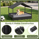 98 cm Rattan-Style Pet House with Canopy and Cushion – Grey view 8