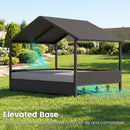 98 cm Rattan-Style Pet House with Canopy and Cushion – Grey view 10