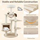 132cm tall wooden cat tree with condo, plush top perch, and sturdy plywood frame for climbing and lounging.