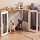 80 cm White Dog Crate Furniture with Swivel Feeding Bowls – White view 2