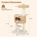 Modern cat tower featuring a top perch, large condo, and sisal scratching posts for climbing and resting.