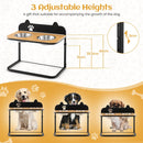 Adjustable Raised Dog Feeder with Two Stainless Steel Bowls – view 3