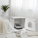 Cat hidden litter enclosure box with a smooth surface, magnet latch door, and wide top for decor, ideal for modern.