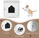 Cat hidden litter enclosure box with a cat hole, smooth handle, and magnetic door latch, perfect as a nightstand.