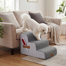 37.5 cm Three-Step Foam Pet Stairs with Washable Cover – Grey view 1