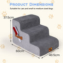 37.5 cm Three-Step Foam Pet Stairs with Washable Cover – Grey view 4