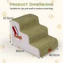 37.5 cm Three-Step Foam Pet Stairs with Washable Cover – Green view 4