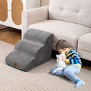 40 cm Three-Tier Foam Pet Steps with Washable Cover – Grey view 1