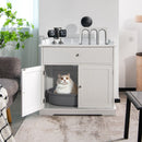Modern cat litter box enclosure in white with drawer and doors, providing privacy and storage for your kitten's.
