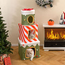 Stackable 120 cm Christmas cat tree with 3 condos, plush fabric, and a dangling ball for festive feline fun.