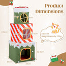 Stackable 120 cm Christmas cat tree in green with 3 condos, festive design, and hanging ball for playful fun.