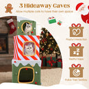 Stackable 120 cm Christmas cat tree in green with 3 condos, festive design, and a dangling ball for playful interaction.
