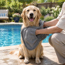 Three-Piece Microfibre Dog Drying Towel Set with Hand Pockets – Grey – view 2