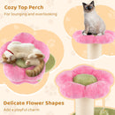 Cozy top perch of the pink cat scratcher, featuring plush flower shapes for lounging and napping comfort.