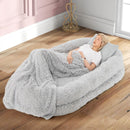 171 cm Plush Nap Bed with Blanket and Pillow – Grey view 6