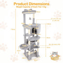 Multi-level 176cm cat tree with plush surfaces, top perch, hammock, and multiple scratching posts for feline fun.