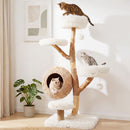 134 cm Pear Wood Cat Tree with Woven Condo – view 1