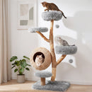 134 cm Pear Wood Cat Tree with Woven Condo – view 1
