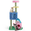 Colorful elephant-themed cat tree featuring a unique climbing ramp with scratching surface for playful activity and.