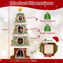 Large Christmas cat tree with 4 condos, plush fabric, and interactive toys for indoor cats, 154 cm tall.