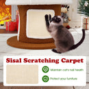Large Christmas cat tree with 4 condos in green, featuring interactive toys for playful engagement and cozy napping.