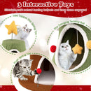Large Christmas cat tree with interactive toys, 4 condos, and plush fabric for cozy lounging and playful engagement.