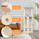 5-level wooden cat tree with padded perch, sisal scratching posts, and non-slip foot pads for feline comfort and.