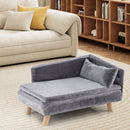 81 cm Plush Pet Sofa with Removable Cushion and Pillow – Grey – view 6
