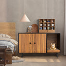 Modern cat litter box enclosure in coffee color with divider, serving as a stylish cat house and coffee table.