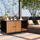 Modern cat litter box enclosure in coffee color with two doors, serving as a stylish coffee table for home decor.