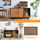 Cat litter box enclosure in coffee color with divider and removable scratching board, perfect for stylish pet privacy.