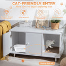 Cat litter box enclosure in white with divider, providing a private space for large cats and stylish home decor.