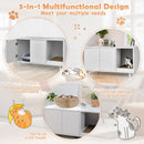 Cat litter box enclosure in white, featuring a divider and magnetic doors, perfect for private kitty space and home.