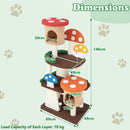 Multi-level mushroom cat tree tower with natural sisal posts, cozy condos, and interactive toy balls for playful cats.