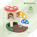 Multicolour 4-in-1 cat tree with condo, platform, and sisal post, featuring a whimsical mushroom design for playful.