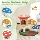 Cozy 4-in-1 cat tree with mushroom design, sisal post, and condo for resting and jumping, perfect for playful kittens.