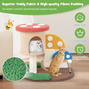 Cozy 4-in-1 cat tree with a condo and platform, featuring ultra-soft teddy fabric and a sisal post for scratching.