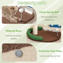 Interactive spring ball on a multicolour 4-in-1 cat tree with stable base and protective foot pads for added safety.