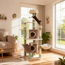 Large cat tree with plush condos and a crown perch, perfect for indoor kittens to play and relax in style.
