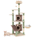 Large cat tree with two condos and a cushioned top perch, perfect for indoor kittens to play and relax.