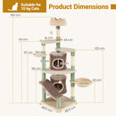Product dimensions of the Large Cat Tree for Indoor Kittens, showcasing height, width, and condo sizes for optimal.
